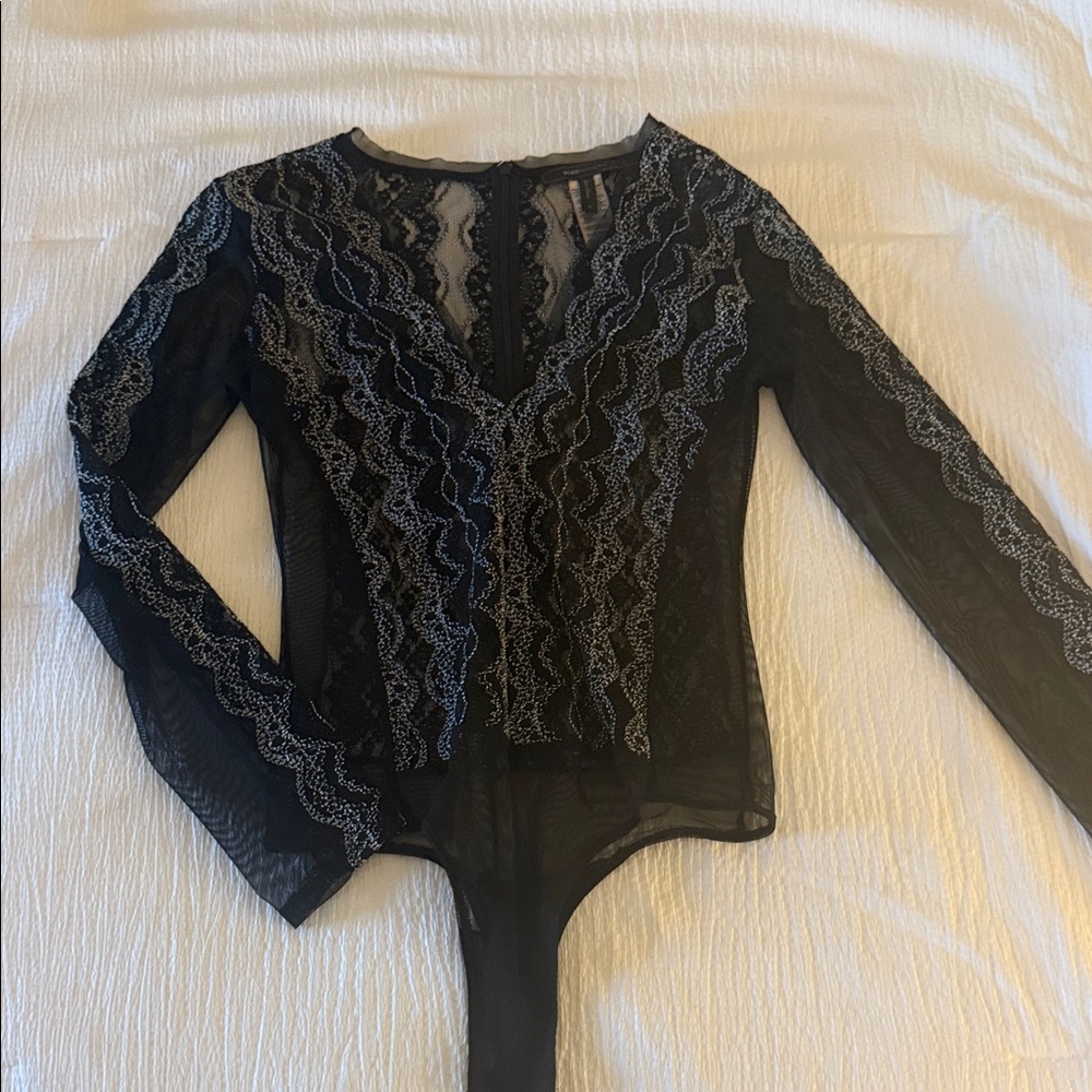 BCBGMaxAzria Black and white Lace Bodysuit